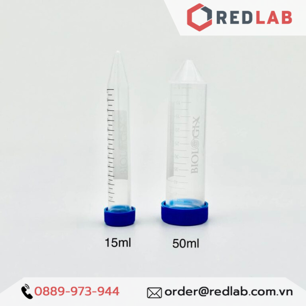 Ống ly tâm nhựa, falcon tiệt trùng 15ml 50ml nắp vặn xanh BIOLOGIX Centrifuge Tube (gói 25 cái), có VAT
