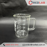 Cốc thuỷ tinh có tay cầm BIOHALL 250ml 500ml, chia vạch trắng, chịu nhiệt cao, có VAT