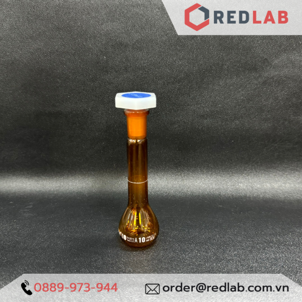 Bình định mức Nâu BIOHALL 1 2 5 10 20 25 50 100 200 250 500 ml 1L 2L 5L 10L, class A, nút nhựa, vạch sơn trắng, có VAT