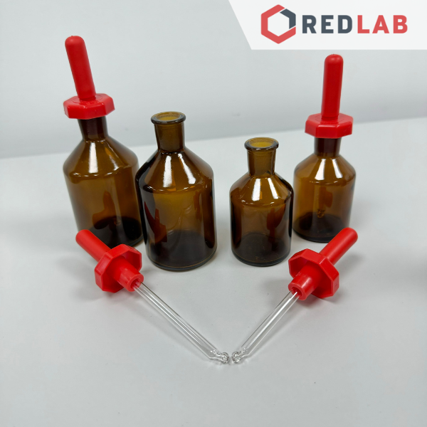 Chai nhỏ giọt thủy tinh ONELAB trắng / nâu 60 125 ml, chai congtogut nắp nhựa kèm quả bóp, đựng mẫu thí nghiệm, có VAT