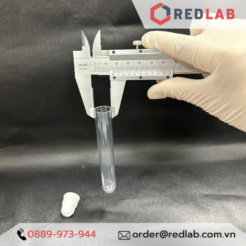 Ống nghiệm nhựa 10ml 16x100mm có nắp đậy trắng, không nhãn Khải Vân, có VAT-Redlab
