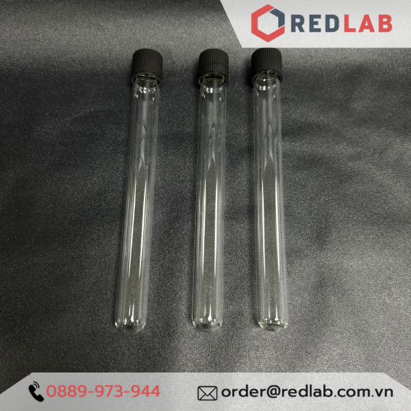 Ống nghiệm có nắp vặn nhựa PP đen DURAN 12x100 16x100 16x160 18x180 mm, seal TPE, thủy tinh soda-lime, có VAT