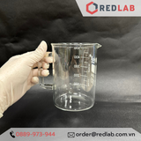  Cốc thuỷ tinh có tay cầm 250ml 500ml BIOHALL Germany - beaker có quai, chia vạch trắng, có VAT 