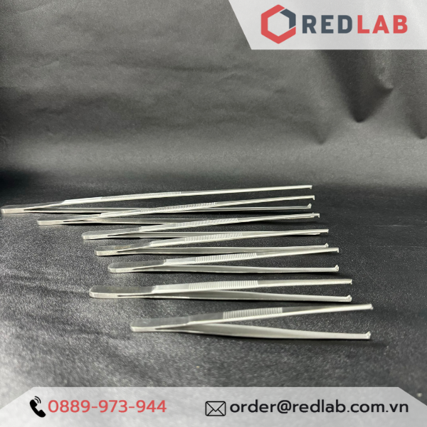 Nhíp thẳng đầu tù có mấu Pakistan 12.5 14 16 18 20 25 30 cm, dùng trong lab thí nghiệm, có VAT