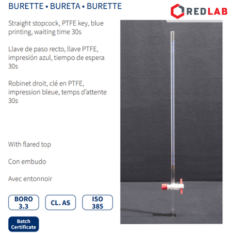 Burette trắng khóa nhựa NORMAX Bồ Đào Nha 10 25 50 100 ml, có VAT