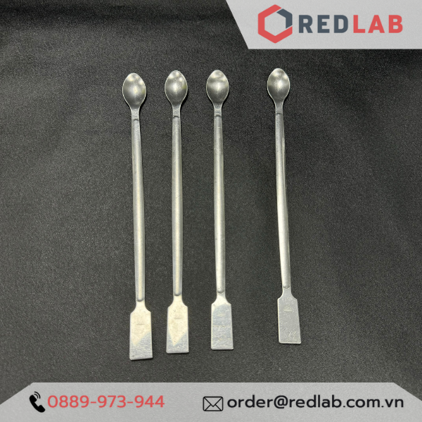 Thìa xúc hóa chất 1 đầu dẹt 1 đầu tròn inox ONELAB 15 17.5 20 23 cm, thìa cân, muỗng múc mẫu thí nghiệm, có VAT
