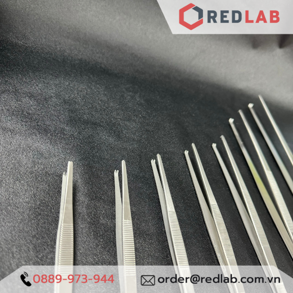 Nhíp thẳng đầu tù có mấu Pakistan 12.5 14 16 18 20 25 30 cm, dùng trong lab thí nghiệm, có VAT