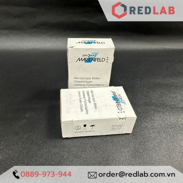 Lam kính trơn / nhám 76x26mm MARIENFELD Đức microscope slide 1000000 1000200 (hộp 50 cái) có VAT