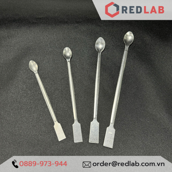 Thìa xúc hóa chất 1 đầu dẹt 1 đầu tròn inox ONELAB 15 17.5 20 23 cm, thìa cân, muỗng múc mẫu thí nghiệm, có VAT