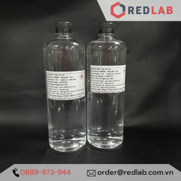 Cồn 70 độ, 90 độ, 96 độ (chai 1 lít) hãng CEMACO Việt Nam, 70% 90% 96% Ethanol, có VAT