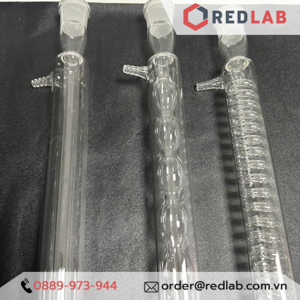 Ống sinh hàn thẳng, bóng, xoắn ONELAB 400mm, 2 cổ nhám 29/32, dùng trong thí nghiệm chưng cất, ngưng tụ, có VAT