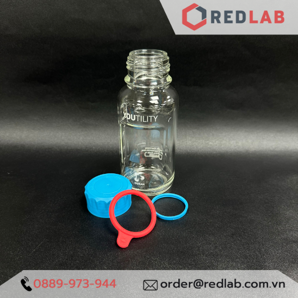 Phụ kiện cho Chai trung tính DURAN Youtility và Original: nắp vặn GL45, vòng đệm, vòng cổ silicon nhiều màu, có VAT