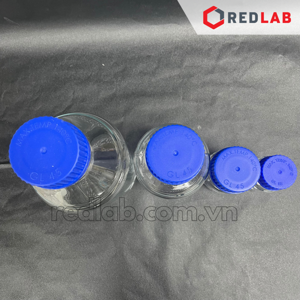 Chai trung tính trắng SIMAX Class A 50 100 150 250 500 ml, 1 2 5 10 20 L nắp vặn PP xanh GL 32 45, có VAT