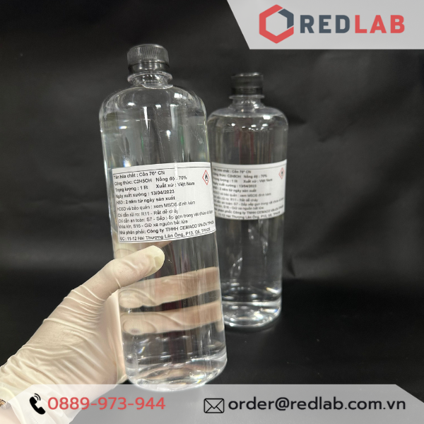 Cồn 70 độ, 90 độ, 96 độ (chai 1 lít) hãng CEMACO Việt Nam, 70% 90% 96% Ethanol, có VAT
