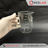  Cốc thuỷ tinh có tay cầm 250ml 500ml BIOHALL Germany - beaker có quai, chia vạch trắng, có VAT 