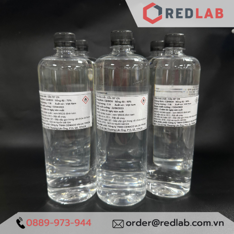 Cồn 70 độ, 90 độ, 96 độ (chai 1 lít) hãng CEMACO Việt Nam-Redlab