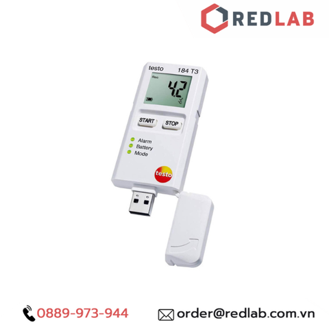 Máy đo nhiệt độ - độ ẩm tự ghi -35 đến +70 °C - Đức - Testo 184 T3-Redlab