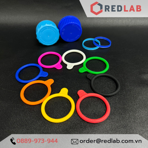 Phụ kiện cho Chai trung tính DURAN Youtility và Original: nắp vặn GL45, vòng đệm, vòng cổ silicon nhiều màu, có VAT