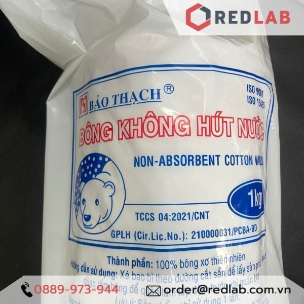 Bông gòn Bảo Thạch gói 1kg thấm nước / không thấm nước (bông mỡ không hút nước), có VAT