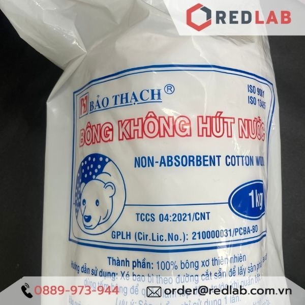 Bông gòn Bảo Thạch gói 1kg thấm nước / không thấm nước (bông mỡ không hút nước), có VAT