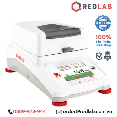 Cân sấy ẩm (xác định độ ẩm) 120g / 0.001g / 0.015% / max 230°C OHAUS MB120, màn hình màu cảm ứng, có VAT