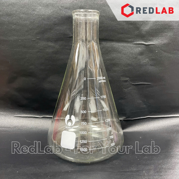Bình tam giác BOMEX 1000 2000 3000 ml, bình nón / erlen thuỷ tinh 2L 3L 5L đựng mẫu thí nghiệm, có VAT