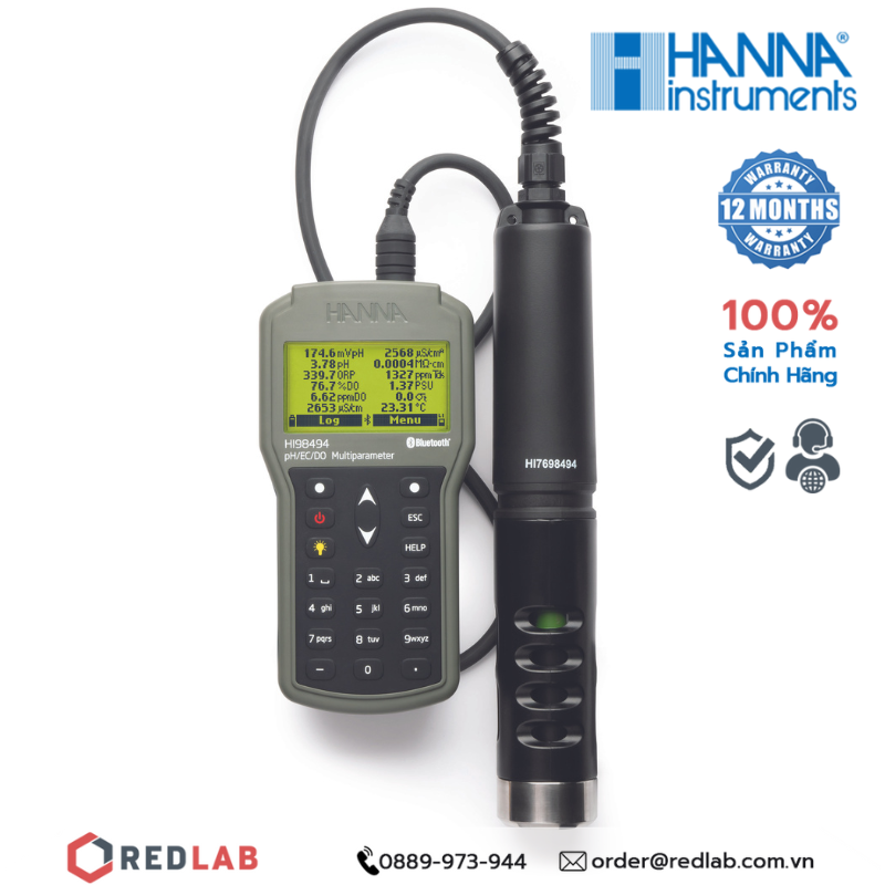 Thiết bị đo pH cầm tay/ Máy Đo 12 thông số chất lượng nước cầm tay Hanna HI98494