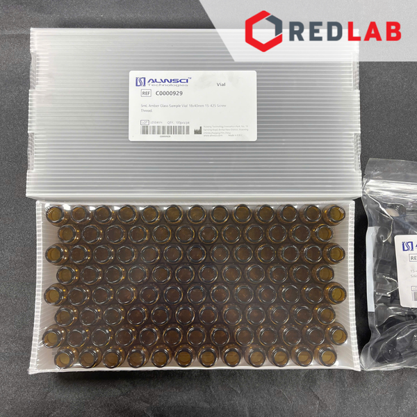 [Bộ 100 cái] ALWSCI Chai thủy tinh vial 5ML 18x40mm trắng / nâu + Nắp vặn kín nhựa PP 15-425, septa 2mm PTFE / silicone