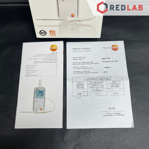 Máy đo nhiệt độ thực phẩm HACCP TESTO 108 (0563 1080) nhiệt kế điện tử -50 đến +300 °C, chính hãng, có VAT