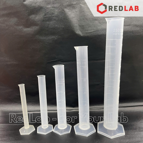 Ống đong nhựa PP vạch nổi trắng ONELAB 10 25 50 100 250 500 1000 2000 ml, đáy lục giác, chịu nhiệt, có VAT