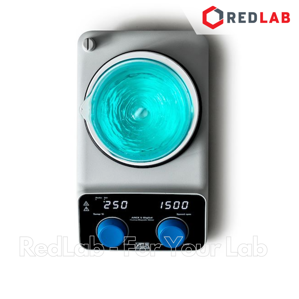 Máy khuấy từ gia nhiệt AREX 5 Digital (SC20500580) VELP – Ý, kèm đầu dò Pt100, 1500 vòng/phút 310°C 20 lít (H2O), có VAT