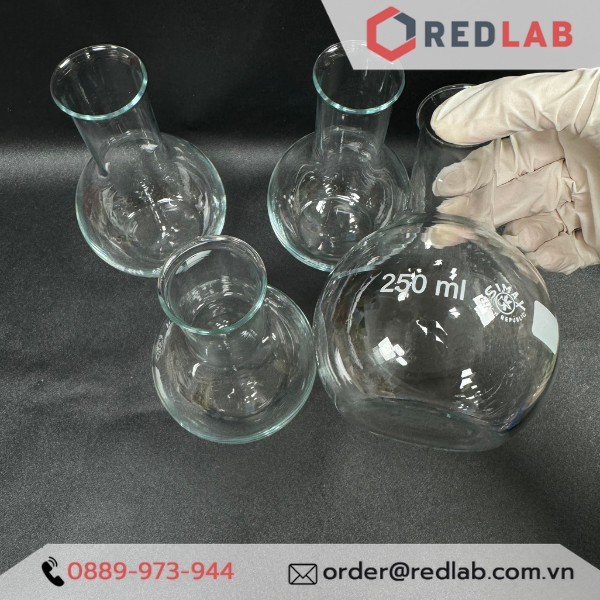 Bình cầu thủy tinh đáy bằng miệng hẹp SIMAX Class A 50 100 250 500 1000 ml, có VAT