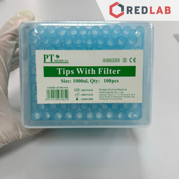Hộp microtips (đầu típ) micropipet có Lọc 200µl 1000µl tiệt trùng EO, hãng PT Medical, gồm giá đựng, có VAT