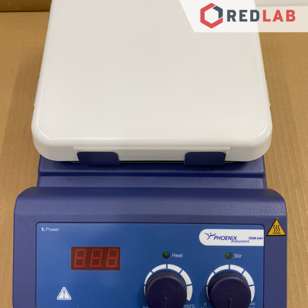Máy khuấy từ gia nhiệt digital Phoenix RSM-04H, 1500rpm, 550°C, sensor PT1000-A, đĩa vuông 184mm, MH LED, BH 12T, có VAT