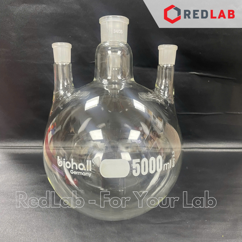 Bình cầu đáy tròn 4 cổ nhám BIOHALL 250 500 1000 ml 2L 5L 10L 20L – 19/26 24/29 29/32 34/35 45/40 55/44, có VAT
