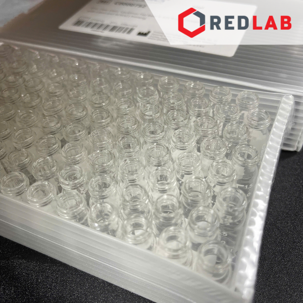 [Hộp 100 cái] Chai vial trắng / nâu 2ml 9-425 ALWSCI có mark, ren vặn, dùng cho sắc ký HPLC (chưa gồm nắp), có VAT