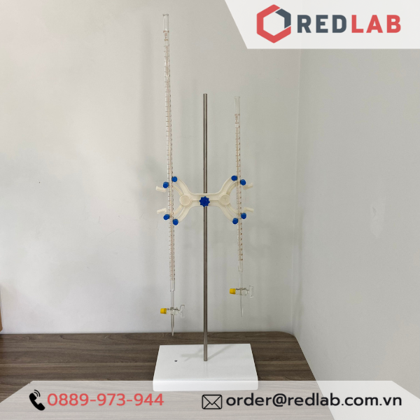 Buret trắng khoá thủy tinh ONELAB 10 25 50ml, burette thủy tinh chia vạch cho thí nghiệm chuẩn độ, có VAT