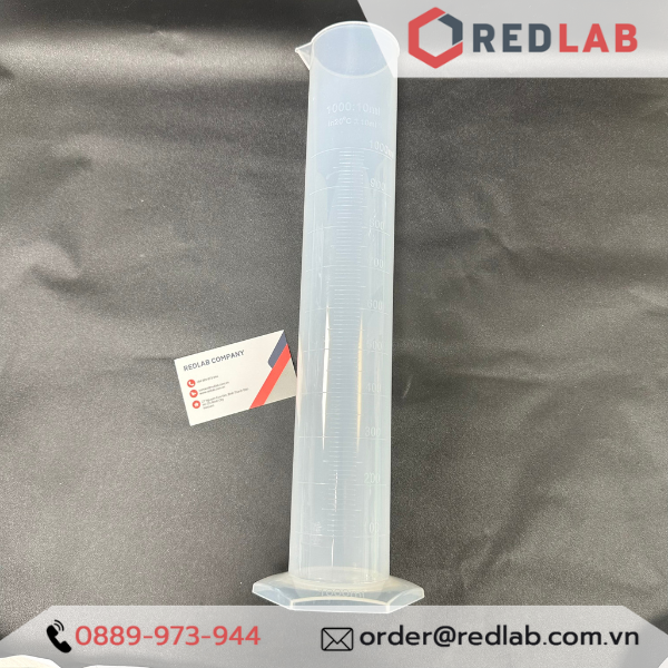 Ống đong nhựa PP vạch nổi trắng ONELAB 10 25 50 100 250 500 1000 2000 ml, đáy lục giác, chịu nhiệt, có VAT