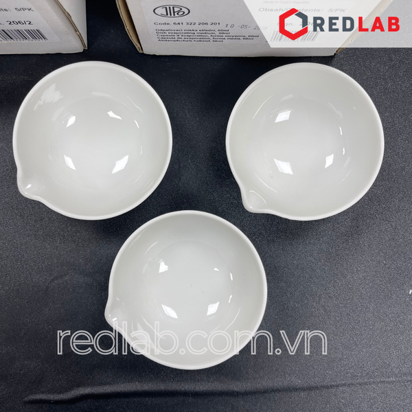 Bát sứ có mỏ đáy tròn JIPO Czech 60 107 140 232 ml, Porcelain Evaporating dish, có VAT
