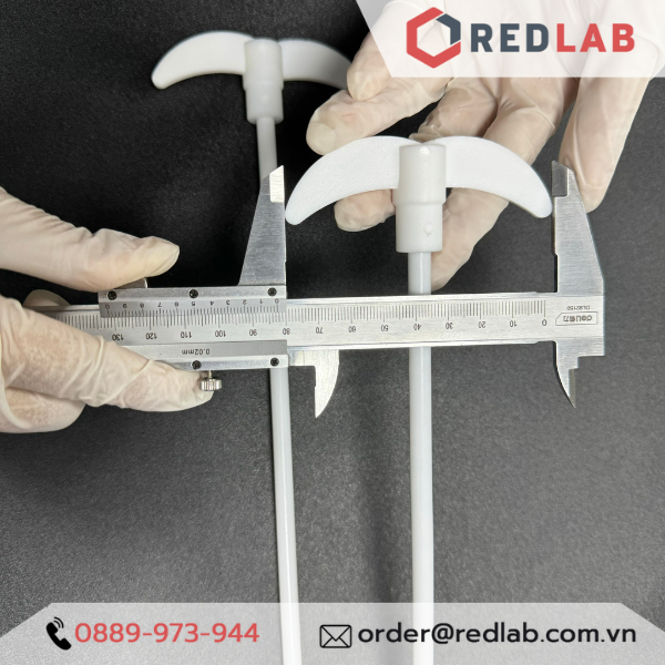 Cánh khuấy Teflon ĐK 7mm dài 30cm 35cm 40cm 50cm DINLAB, đũa khuấy dung dịch, trộn mẫu thí nghiệm dùng cho máy khuấy cơ, có VAT
