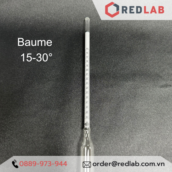 Baume kế 15-30 : 0.1°Bé Tp 15°C hãng Alla code 0160FG030/15-qp, có VAT