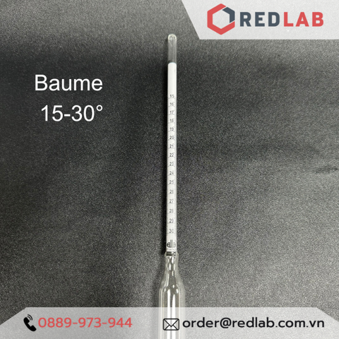 Baume kế 15-30 : 0.1°Bé Tp 15°C hãng Alla - Pháp code 0160FG030/15-qp - Redlab
