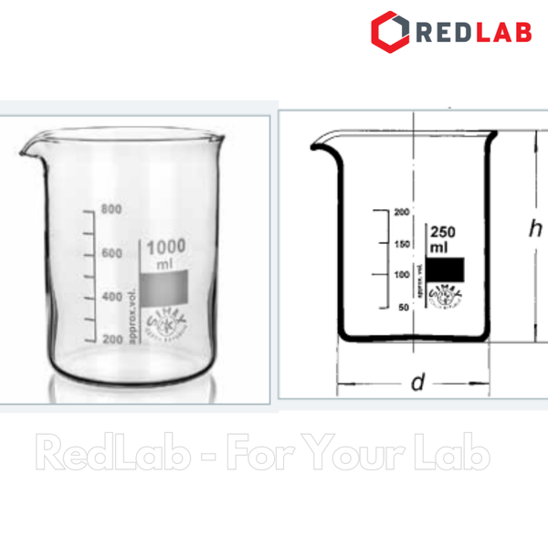Cốc đốt thủy tinh thấp thành SIMAX Class A 25 50 100 150 250 400 600 800 ml, 1 2 3 5 10 20 L, beaker có mỏ chịu nhiệt, có VAT