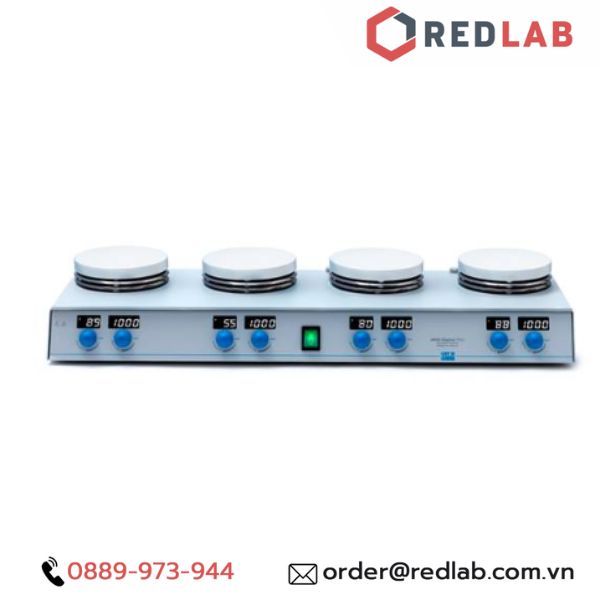 Máy khuấy từ gia nhiệt 4 vị trí AM4 (F20520166) hãng VELP - Ý, max 1200 vòng/phút 370°C 4x 15 lít (H2O), có VAT