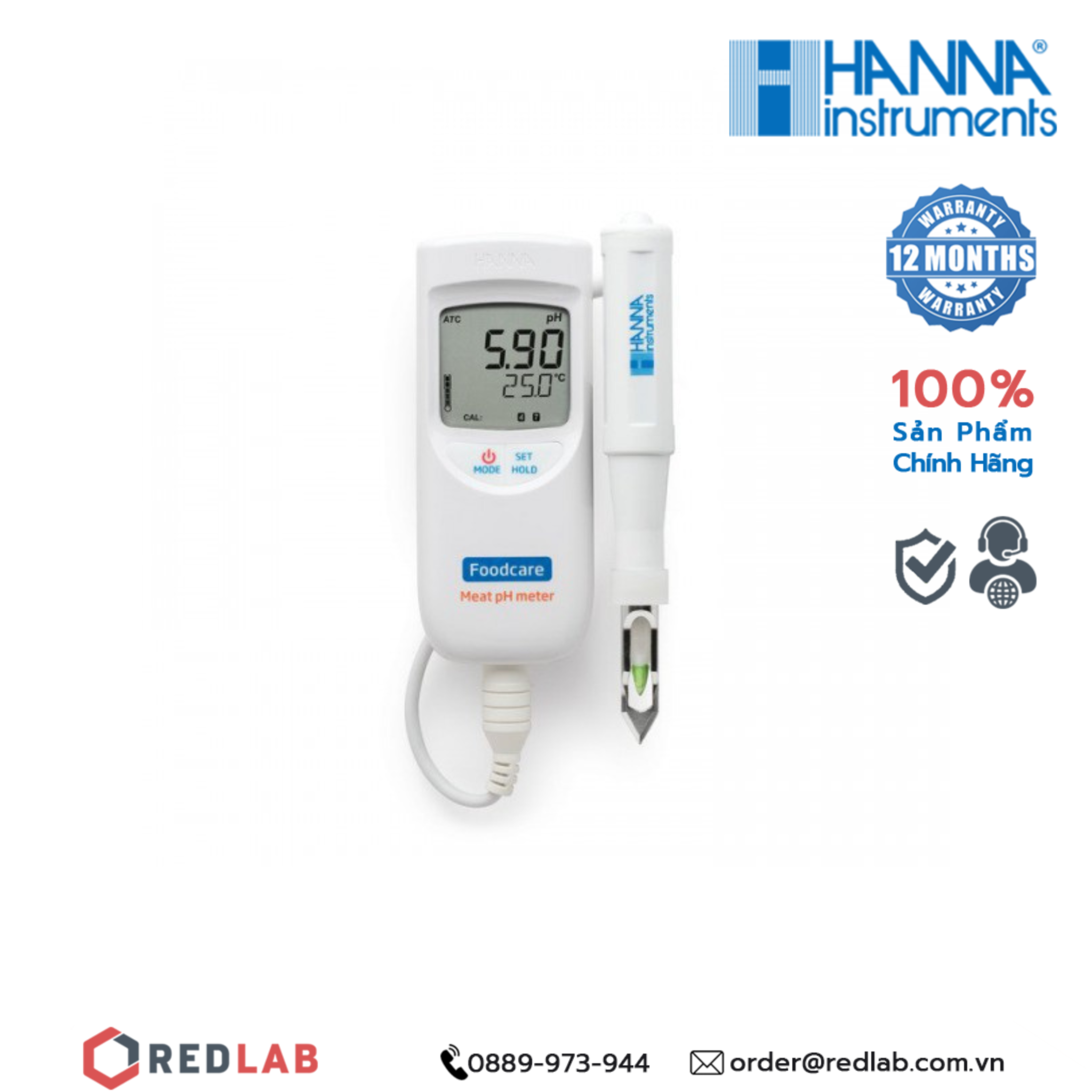Máy đo nhiệt độ/pH trong thịt Hanna HI99163