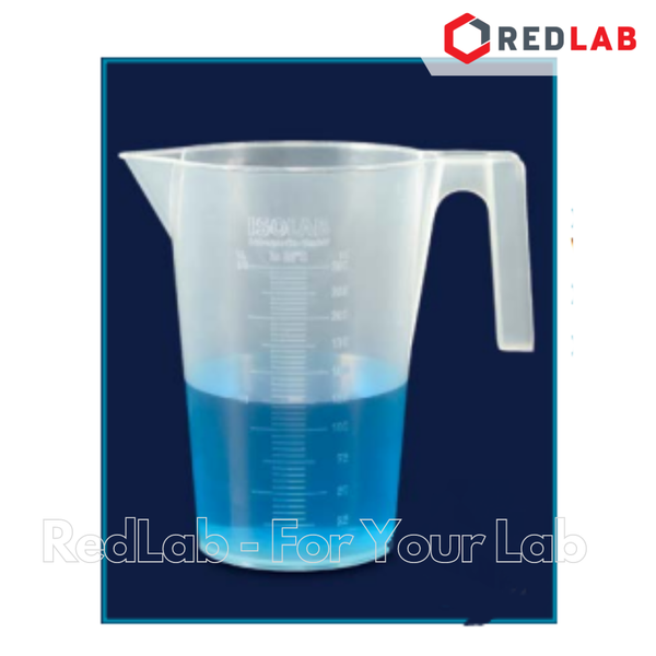 Ca nhựa PP có quai nửa vạch nổi trắng ISOLAB 100 250 500 1000 2000 3000 ml, cốc đong hóa chất chịu nhiệt, có VAT