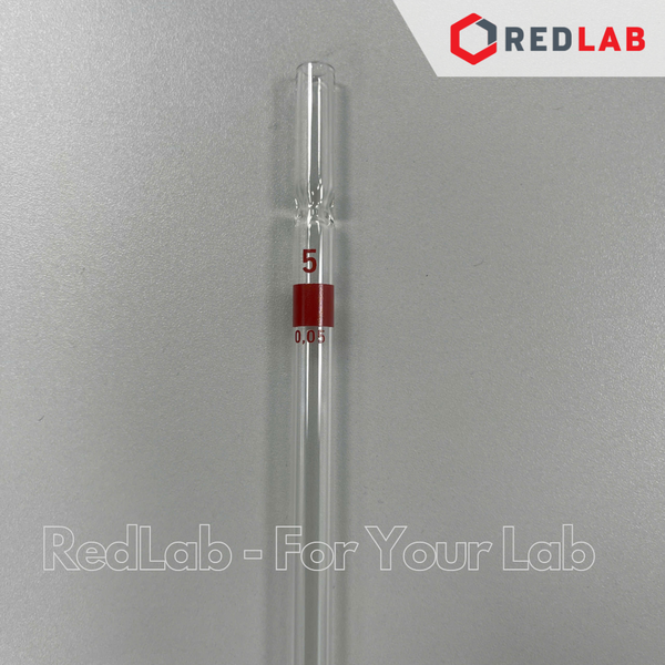 Pipet thẳng vạch nâu 5 ml, Class AS type 2, dung tích trên đỉnh DURAN Đức 233472308, ống hút thủy tinh thí nghiệm, có VAT