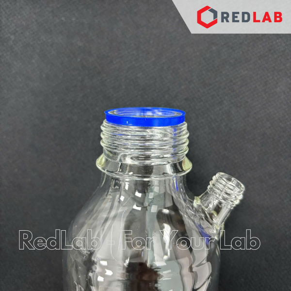 Chai trung tính thủy tinh 2 cổ SCILAB 500 1000 2000 ml nắp vặn GL45 & GL18, thuỷ tinh boro 3.3, có VAT