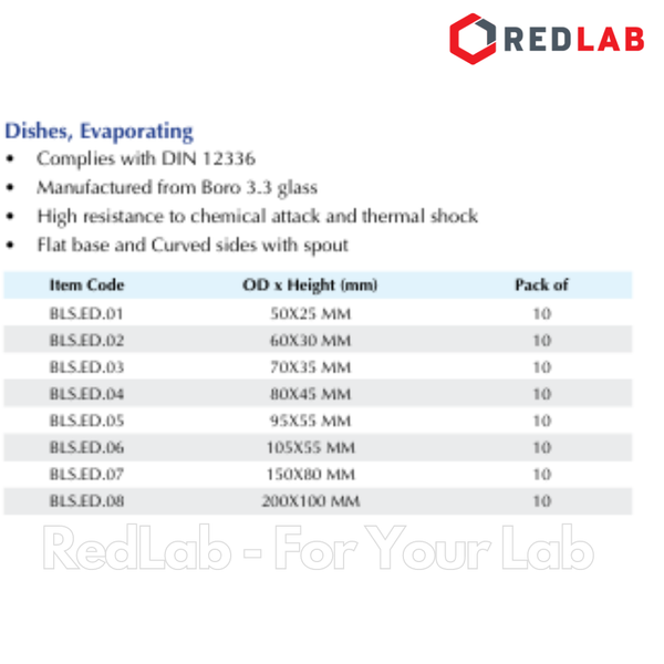 Bát thủy tinh có mỏ BIOHALL 50x25 60x30 70x35 80x45 95x55 105x55 150x80 200x100 mm, thủy tinh boro 3.3, có VAT
