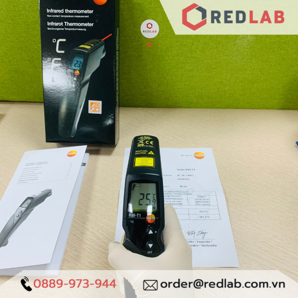 Máy đo nhiệt độ hồng ngoại TESTO 830 T1 (0560 8311) nhiệt kế đo bề mặt - 30 đến +400 °C, chính hãng, có VAT